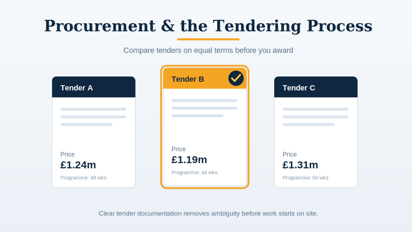 Clear tender documentation removes ambiguity before work starts on site.